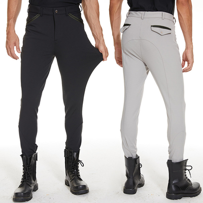 RTS White Men's Breeches High Etastic Equestrian Pants Knee Silicone Grip