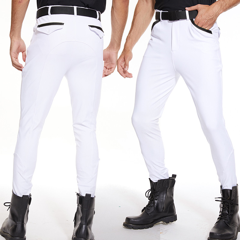 White Men Horse Riding Legging Half Knee Silicone Equitacion Breeches