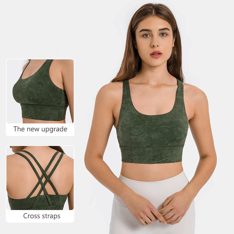 Brushed Nude Floral Printing Yoga Sports Bra Women Resilience Straps Plus Size