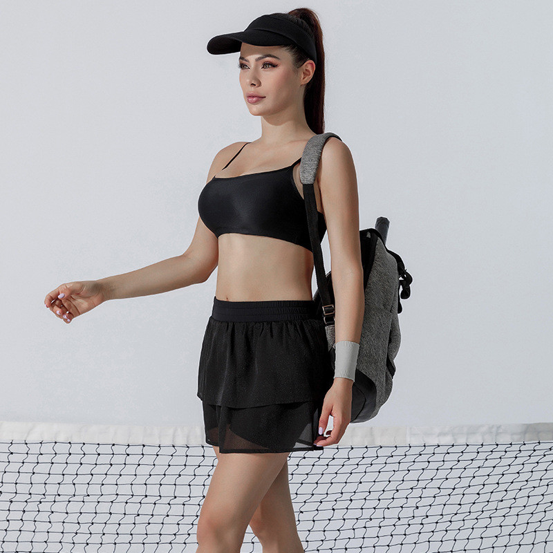 Custom Womens Golf Clothes Sling Sports Bra And Shorts Skirt Two - Piece High Elastic