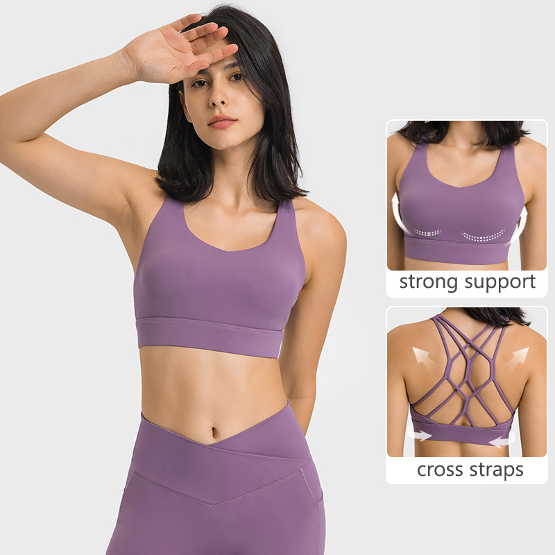 Multi Strand Cross Straps Sports Bra Womens High Elastic Yoga Bra