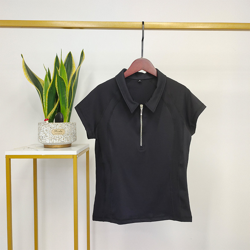 Black Lapel Half Zipper Horseback Riding Shirt Baselayer Equestrian Women