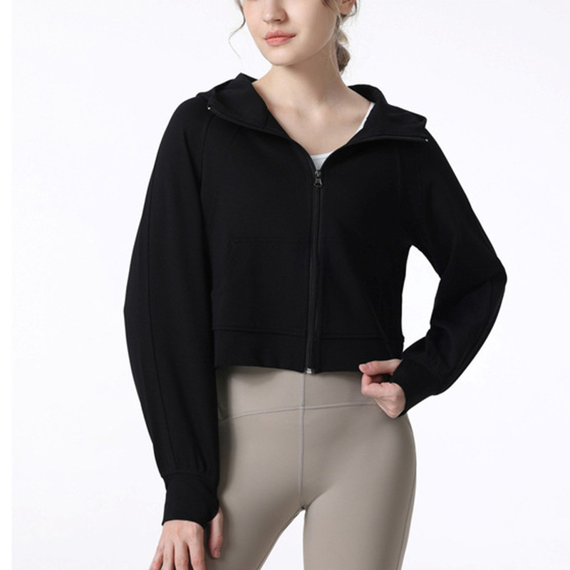 Black Yoga Sports Top Custom Women Running zipper Jacket Quick Dry