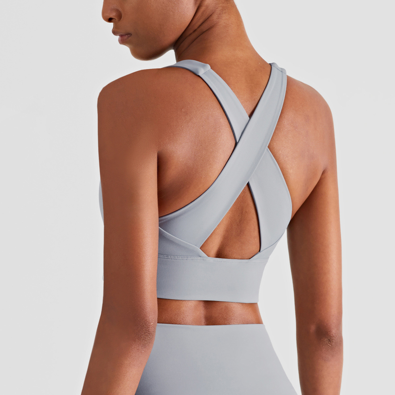 Wide Cross Straps Yoga Fitness Tops For Women Workout Running Bra