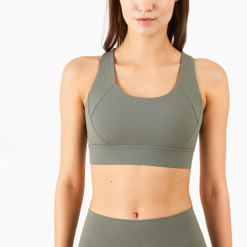 Criss Cross Back Padded Strap Sports Bras For Women Yoga Fitness Tops