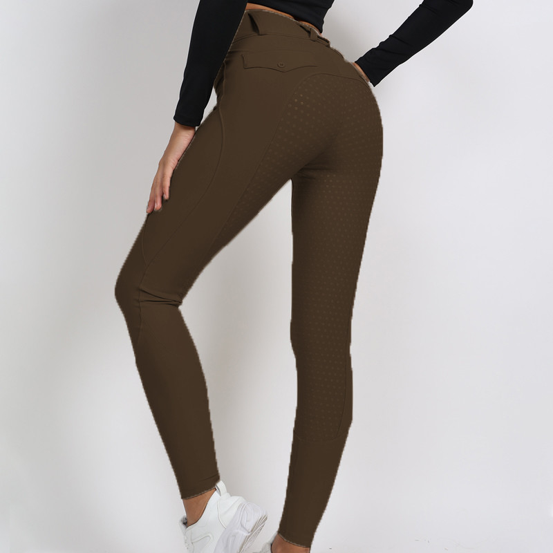 Full Seat Silicone Horse Riding Breeches Women Equestrian Traning Leggings Brown