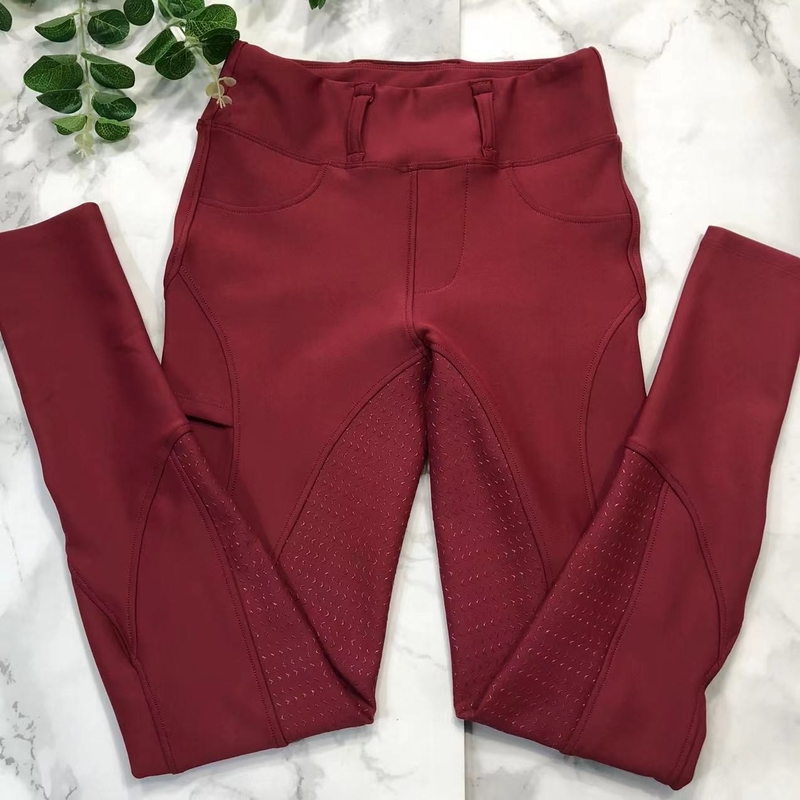 Red Women Fleece Riding Breeches Horse Riding Brushed Leggings