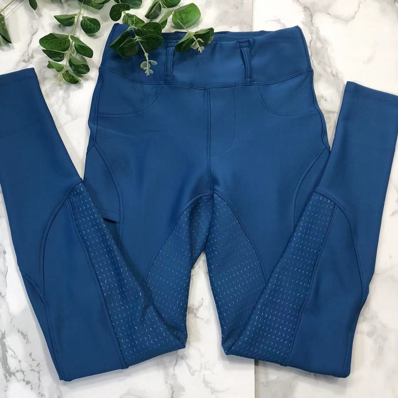Breathable Horse Riding Pants With Pocket Blue Equestrian Brushed