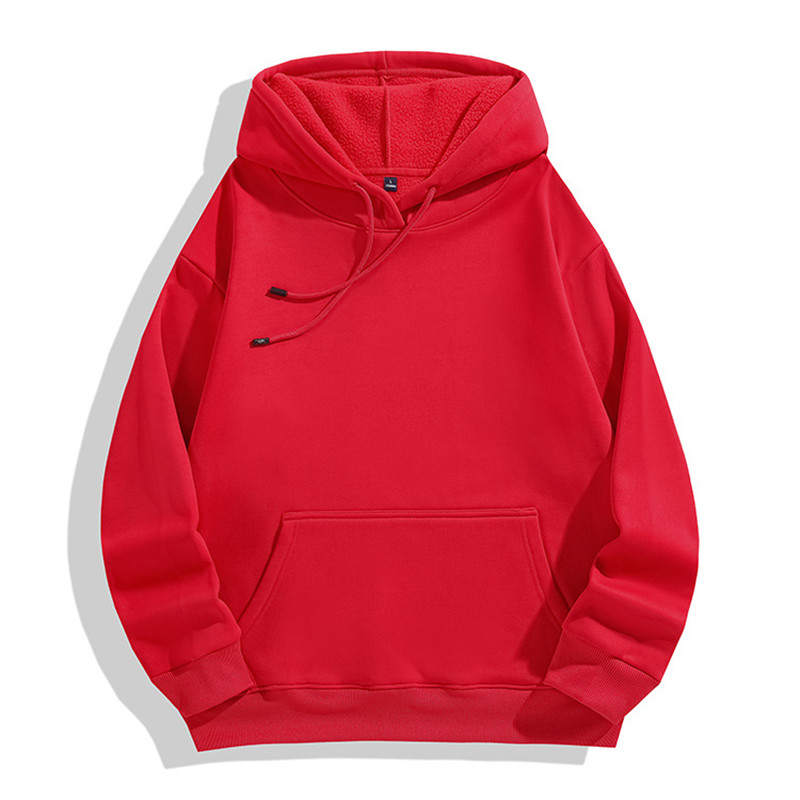350g Thick Fleece Men Pullover Hoodies Winter Warm Sweatshirt With Hat