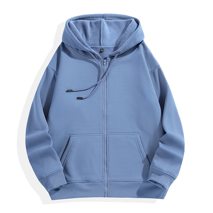 Light Blue Zipper Horse Riding Hoodies Women's Sports Thickened Jacket