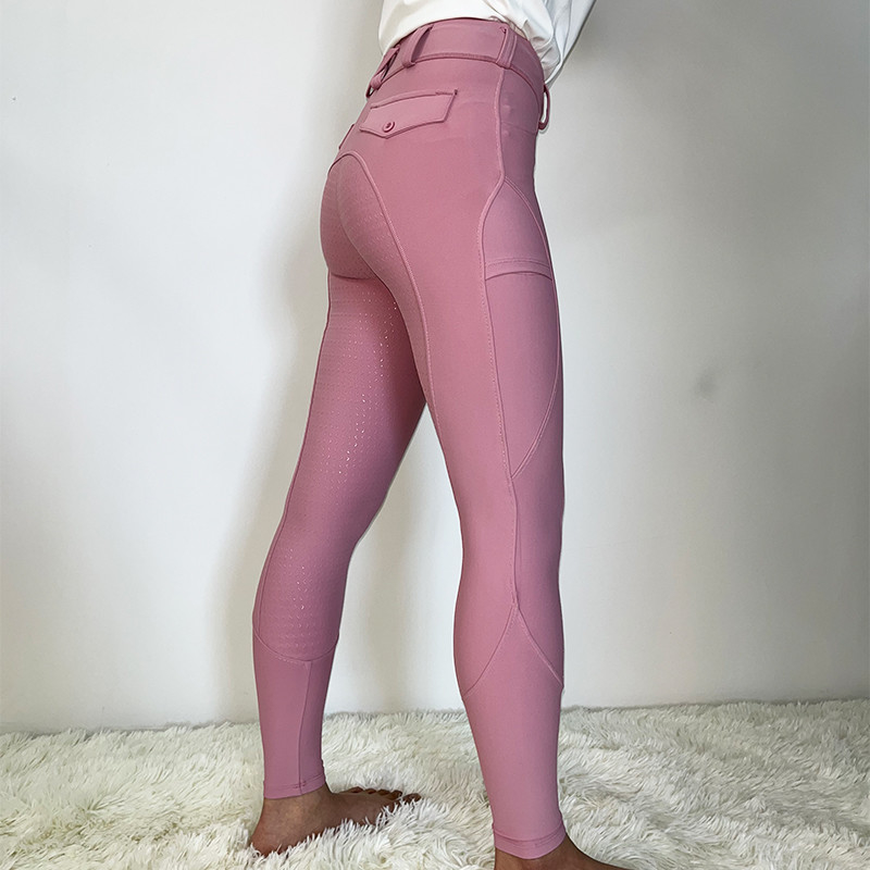 Little Girls Pink Cute Horse Riding Pants Leggings With Pockets Stretchy