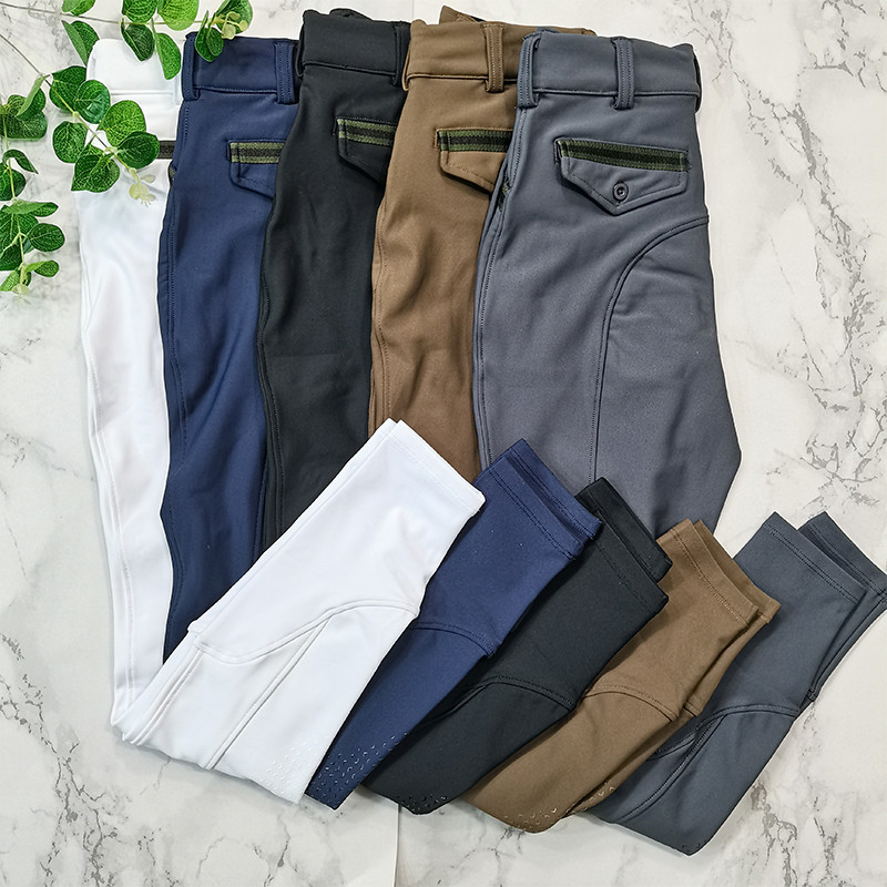 5 Colors Little Boys Equestrian Knee Patch Breeches With Two Pockets