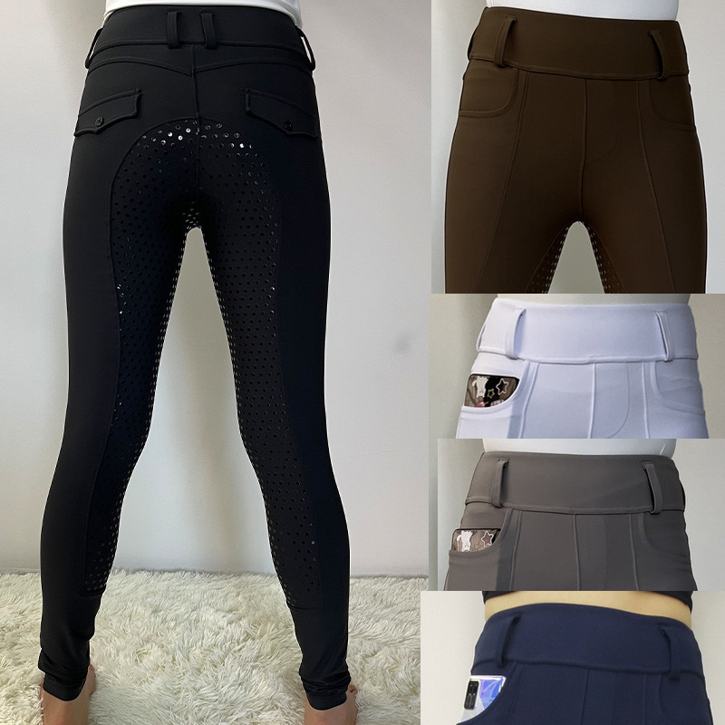 5 Colors Black Polyester Riding Breeches Silicone Ladies Horse Leggings