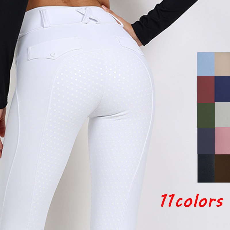 White Full Grip Competition Pantalon Equitation Horse Riding Pants Tight Waist Belt