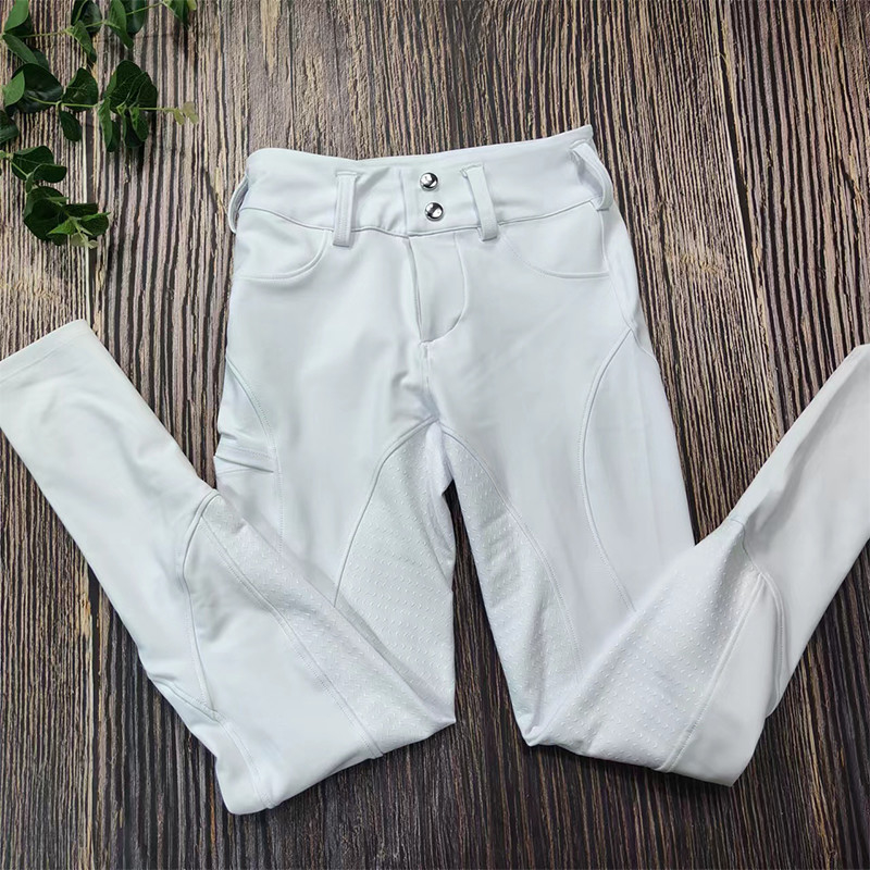 XS 280gsm Elastic Silicone Horse Legging Women Button Riding Breeches