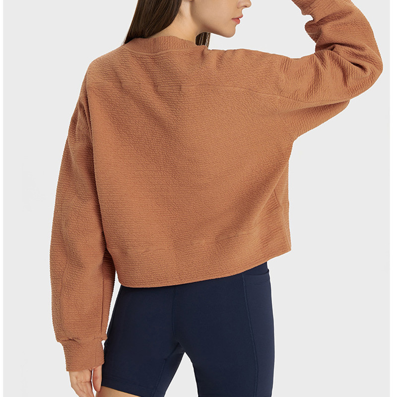 ODM Breathable Soft Loose Yoga Sweatshirt Sports Hoodies Women Stair Cloth Pullover Sweater