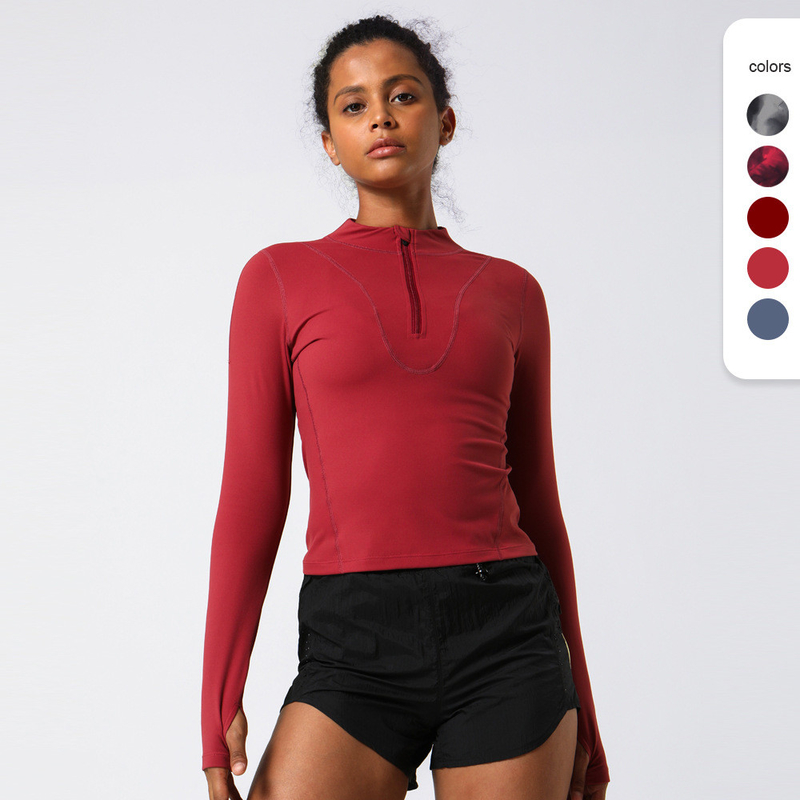 Half Zipper Womens Horse Riding Base Layer Quick Dry Long Sleeve Equestrian Tops