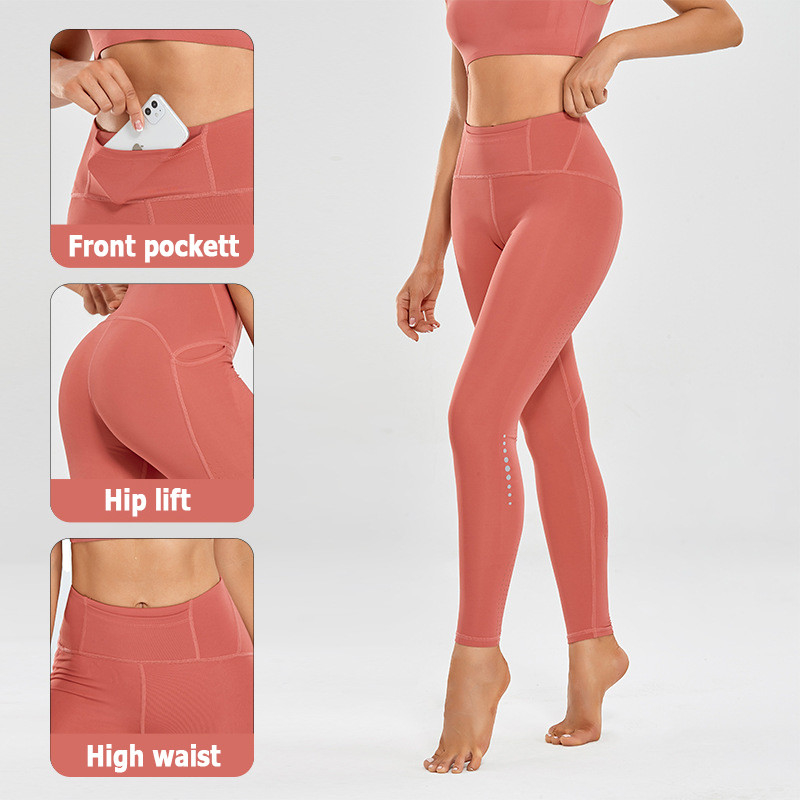 Mesh Breathable Plus Size Yoga Pants Sports Leggings Polyester Spandex