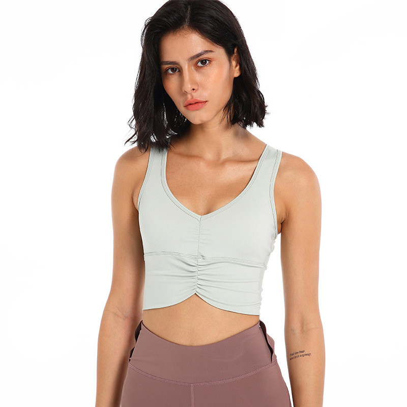 Gathered Plus Size Yoga Bra Shockproof Y Shape Women Fitness Sports