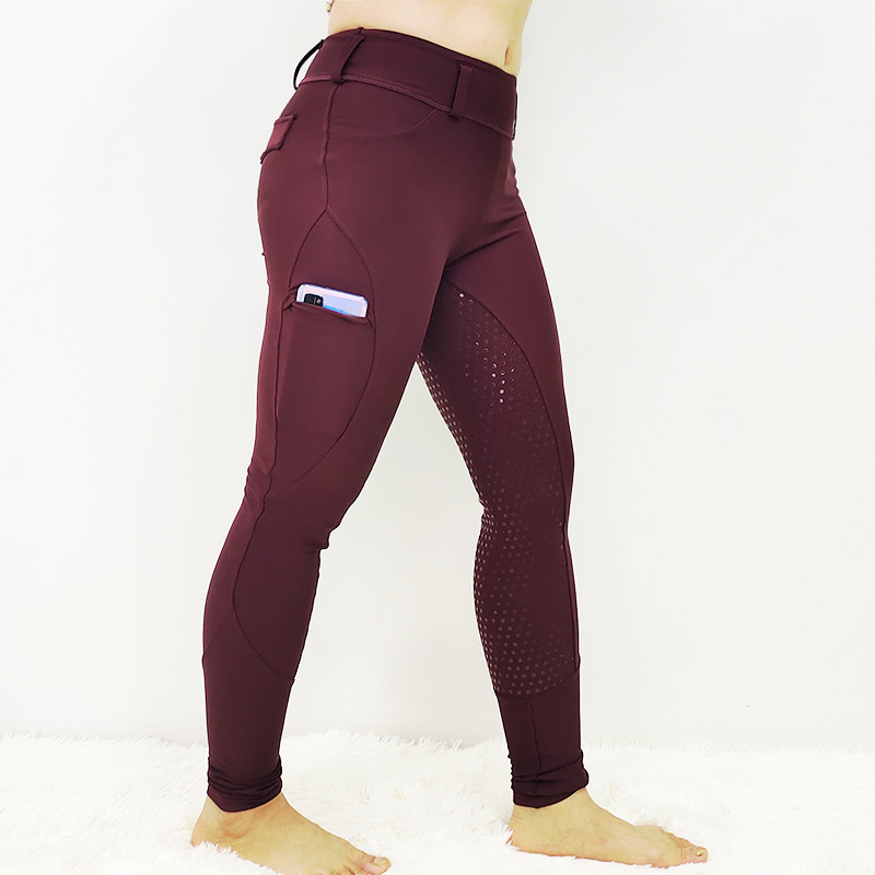 Maroon Red Ladies Horse Riding Leggings Equestrian Breeches Womens Size XXS - XL