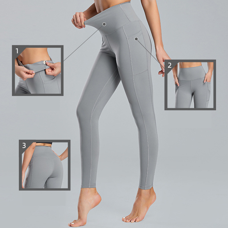 Athletic Plus Size High Waisted Sports Leggings Nude Nylon And Spandex Yoga Pants