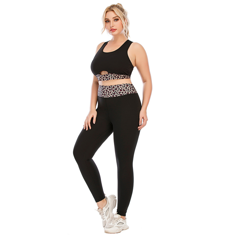 Anti UV Women's Plus Size Sportswear High Waist Matching Sports Bra And Leggings