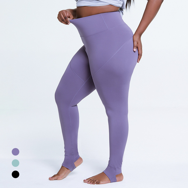 Over Waist Plus Size Yoga Pants 80% Polyester Solid Tummy Control Sports Leggings