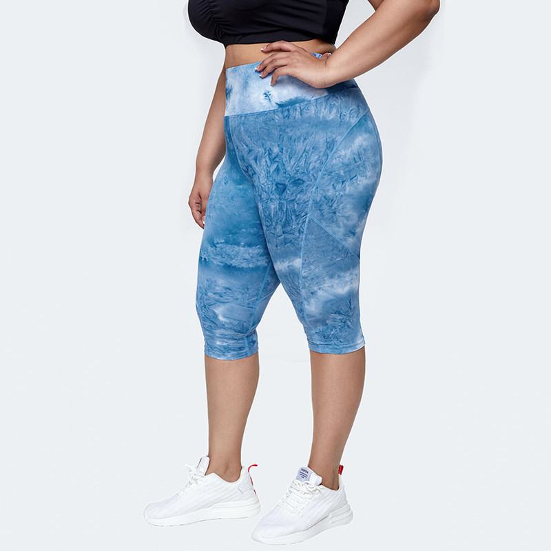 High Waisted Plus Size Yoga Pants Tie Dye Leggings Fitness Running Anti Pilling