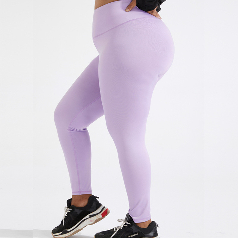 Womens Athletic Soft Purple Plus Size Yoga Pants Tummy Control High Elastic