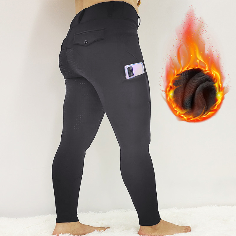 Brushed Winter Grey Horse Riding Leggings Full Seat Grip For Women