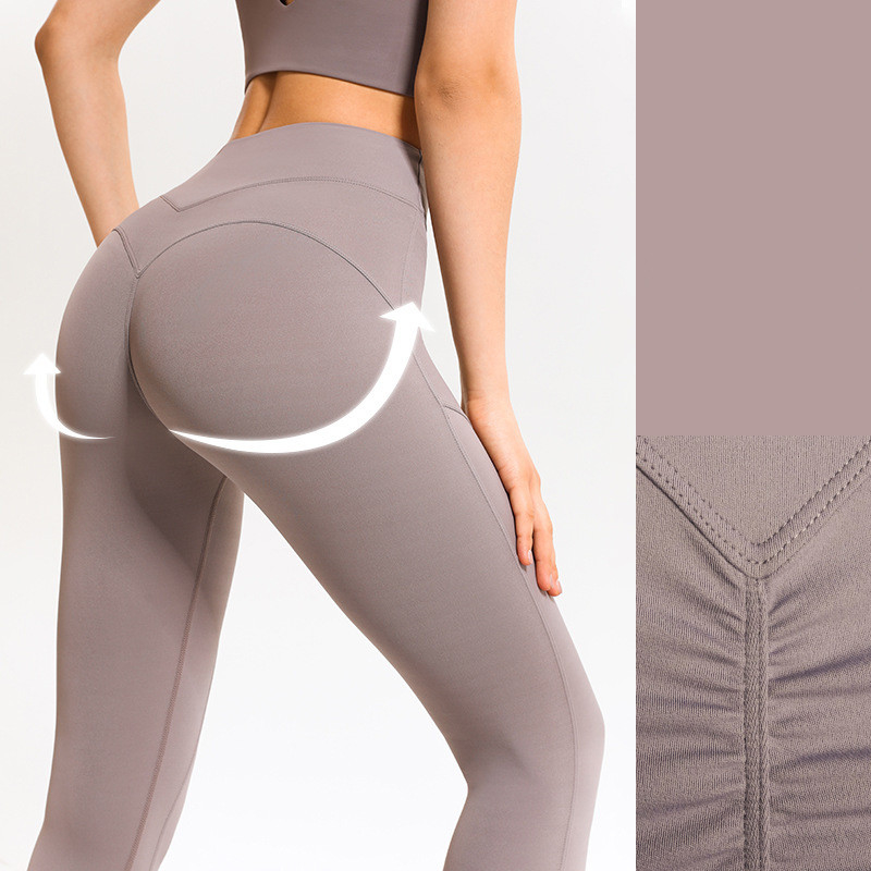Elastic Peach Hip Lifting Fitness Yoga Tights Pants Scrunch Butt Leggings Naked Matte