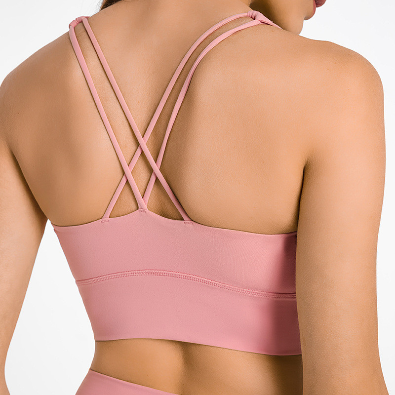 Sexy Thin Strap Yoga Sports Bras Women Running Tops Built In Removable Pads