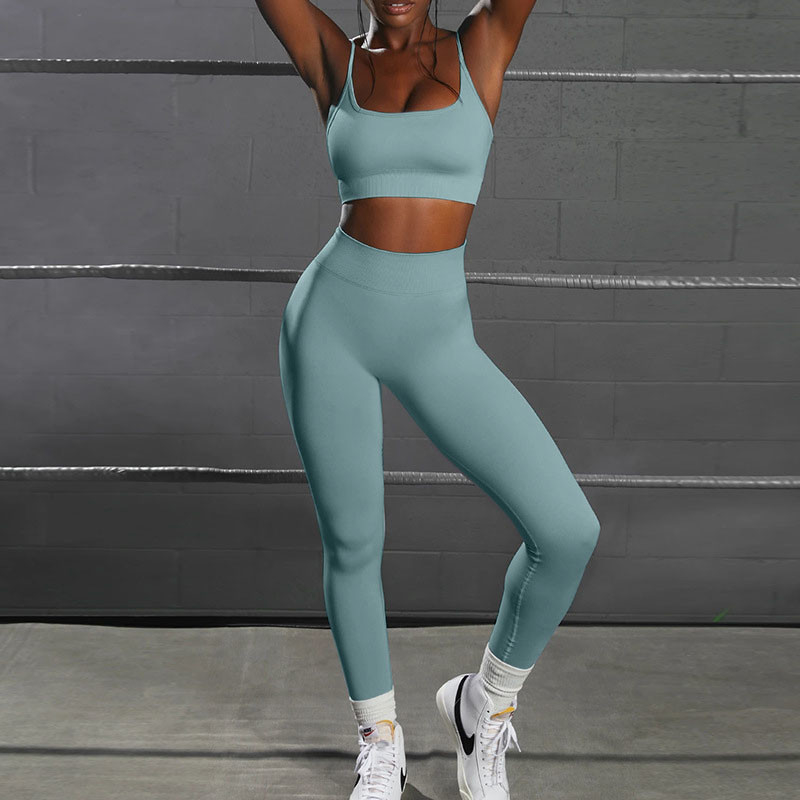 New Arrival Seamless 2 Pieces Yoga Set For Women Ruched Butt Leggings And Sports Bra