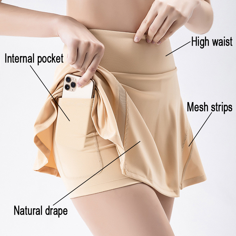 75% Nylon Womens Golf Clothes Outdoor Ladies Polyester Cool Feeling Tennis Skirts